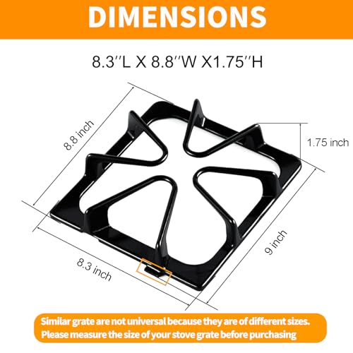 atgestore Upgraded W10447925 Burner Grate Replacement for Whirlpool Stove Parts 8.3x8.8 IN Gas Stove Grate Kenmore Maytag Gas Range Parts Amana Inglis Kirkland Cooktop Stove Top Grates Rack Set 4Pcs - Image 4
