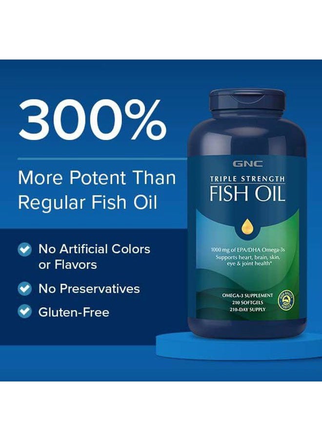 GNC - Triple Strength Omega 3 Fish Oil 1000mg, 30 Count, Supports Joint, Skin, Eye, and Heart Health - Image 1