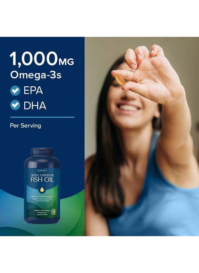 GNC - Triple Strength Omega 3 Fish Oil 1000mg, 30 Count, Supports Joint, Skin, Eye, and Heart Health - Image 1