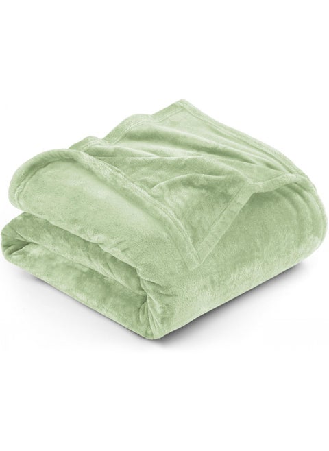 Utopia Bedding Fleece Blanket Queen Size Sage Green 300GSM Luxury Fuzzy Soft Anti-Static Microfiber Bed Blanket (90x90 Inches)