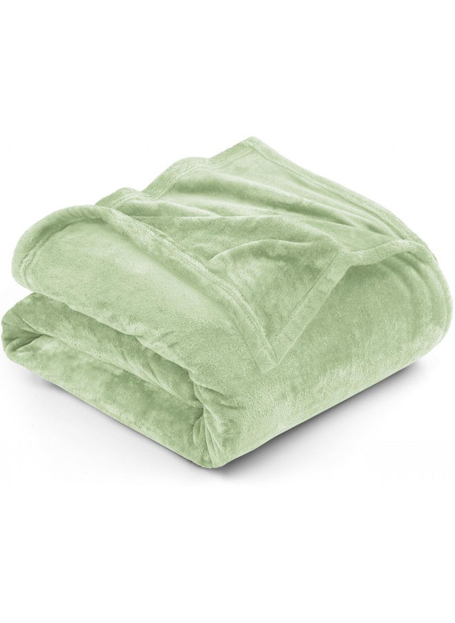 Utopia Bedding Fleece Blanket Queen Size Sage Green 300GSM Luxury Fuzzy Soft Anti-Static Microfiber Bed Blanket (90x90 Inches)