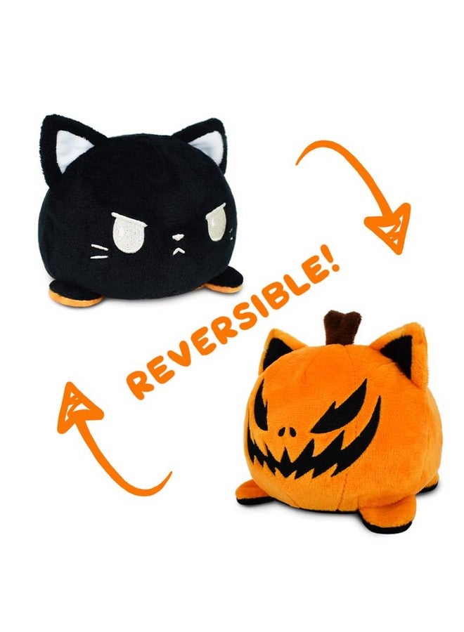 TeeTurtle - The Original Reversible Cat Plushie - Black + Pumpkin - Cute Sensory Fidget Stuffed Animals That Show Your Mood - Perfect for Halloween! - Image 3