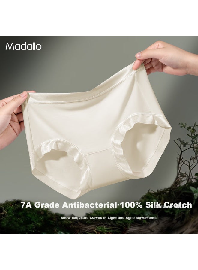 Modal Silk Women'S Seamless Silk Underwear 80S Extended Crotch Ladies Underwear 7A Antibacterial High Waist Underwear 3-Pack - Image 5