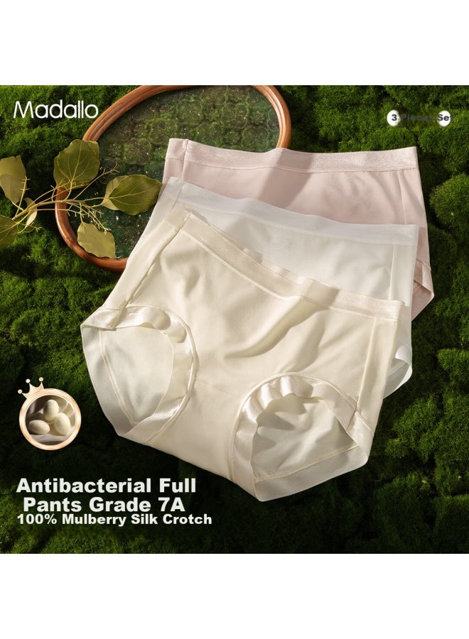 Modal Silk Women'S Seamless Silk Underwear 80S Extended Crotch Ladies Underwear 7A Antibacterial High Waist Underwear 3-Pack - Image 2