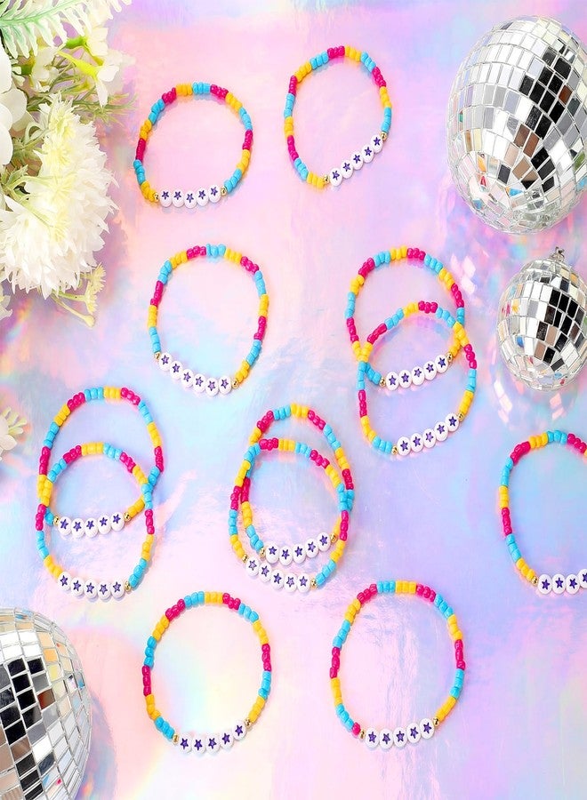 Quelay 24 Pcs K-pop Party Favors K Pop Friendship Bracelets Popular Singer Concert Fans Accessories Bead Bracelets for Kpop Fans Party Birthday Decorations(Rose Red, Yellow, Blue,Star) - Image 4