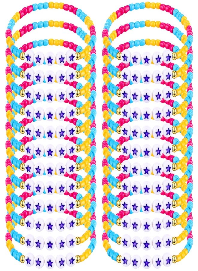 Quelay 24 Pcs K-pop Party Favors K Pop Friendship Bracelets Popular Singer Concert Fans Accessories Bead Bracelets for Kpop Fans Party Birthday Decorations(Rose Red, Yellow, Blue,Star) - Image 1