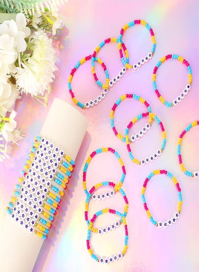 Quelay 24 Pcs K-pop Party Favors K Pop Friendship Bracelets Popular Singer Concert Fans Accessories Bead Bracelets for Kpop Fans Party Birthday Decorations(Rose Red, Yellow, Blue,Star) - Image 3