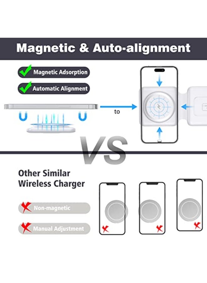 نيبمينينت محطة شحن لعدة أجهزة من آبل - شاحن لاسلكي مغناطيسي قابل للطي 3 في 1 - وسادة شحن سفر لهواتف آيفون 16 15 14 13 12 برو ماكس بلس وساعة وآيربودز - Image 3