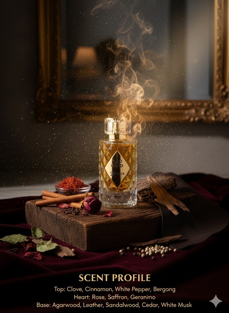 نوير عود ذهبي ماء عطر – عود غني، زعفران وجلد، عطر قوي يدوم طويلاً،  مل - Image 5