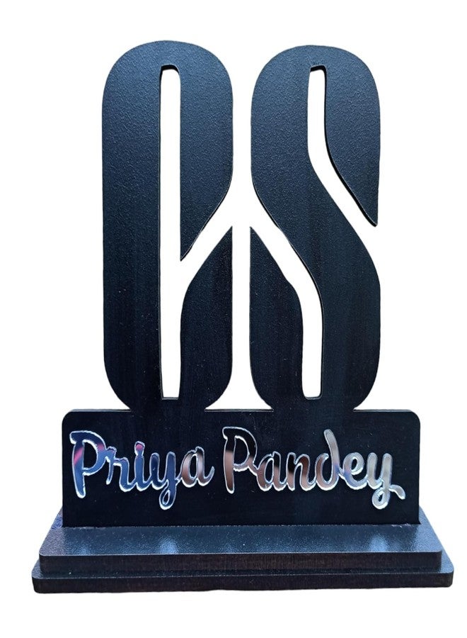 Taxton Custom Company Secretary (CS) Name Plate - 5x5 Inches Black MDF - Silver Acrylic Name - Tabletop Stand Included! Elevate Your Office Aesthetic - Image 1