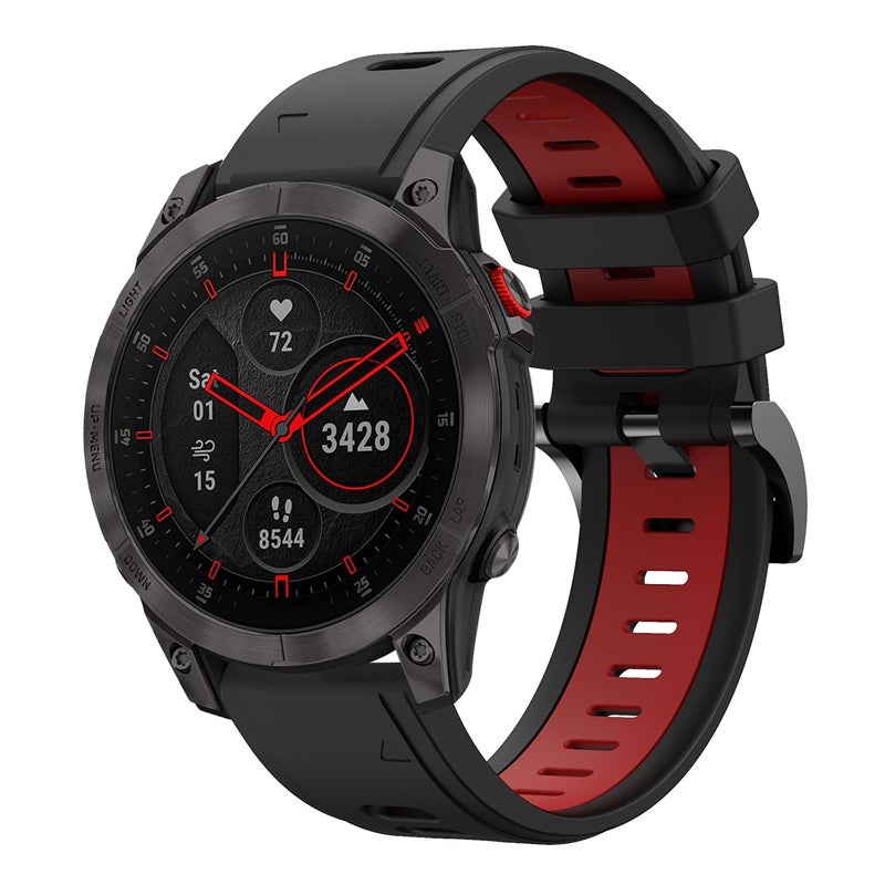 S-TOP For Garmin EPIX Gen 2 22mm Two-Color Sports Silicone Watch Band(Black+Red) - Image 1