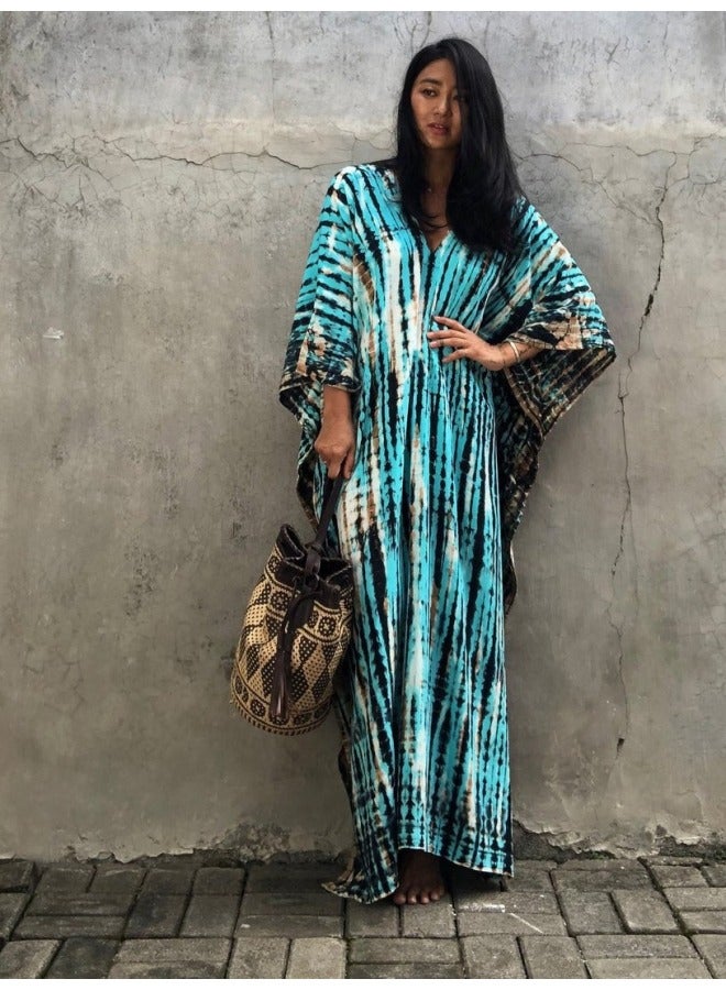 European And American Vacation Gown Beach Blouse Large Size Swimwear Sunscreen Shirt Bikini Blouse Skirt 30 Color Amazon-Color:18 Black Ink Tie Dye-  - Image 3