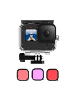 TELESIN Waterproof Case for GoPro Hero 13/12/11/10/9 Waterproof shell + diving filter set