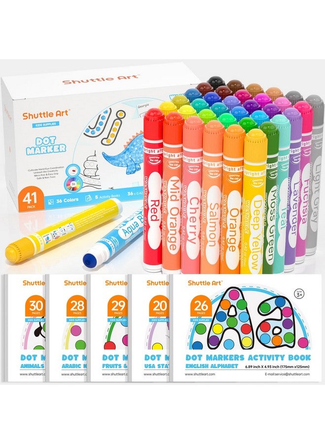 Shuttle Art Dot Markers, 36 Colors Washable with 135 Activity Sheets, 5 Activity Books, Fun Art Supplies for Kids Toddlers and Preschoolers, Non Toxic Water-Based Paint Daubers, Dot Art Markers - Image 1