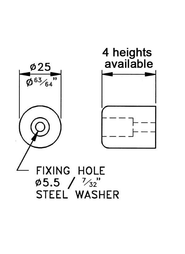 PENN ELCOM Penn Elcom Small Black Rubber Feet With Steel Washer Set of 12 F169712  - Image 2