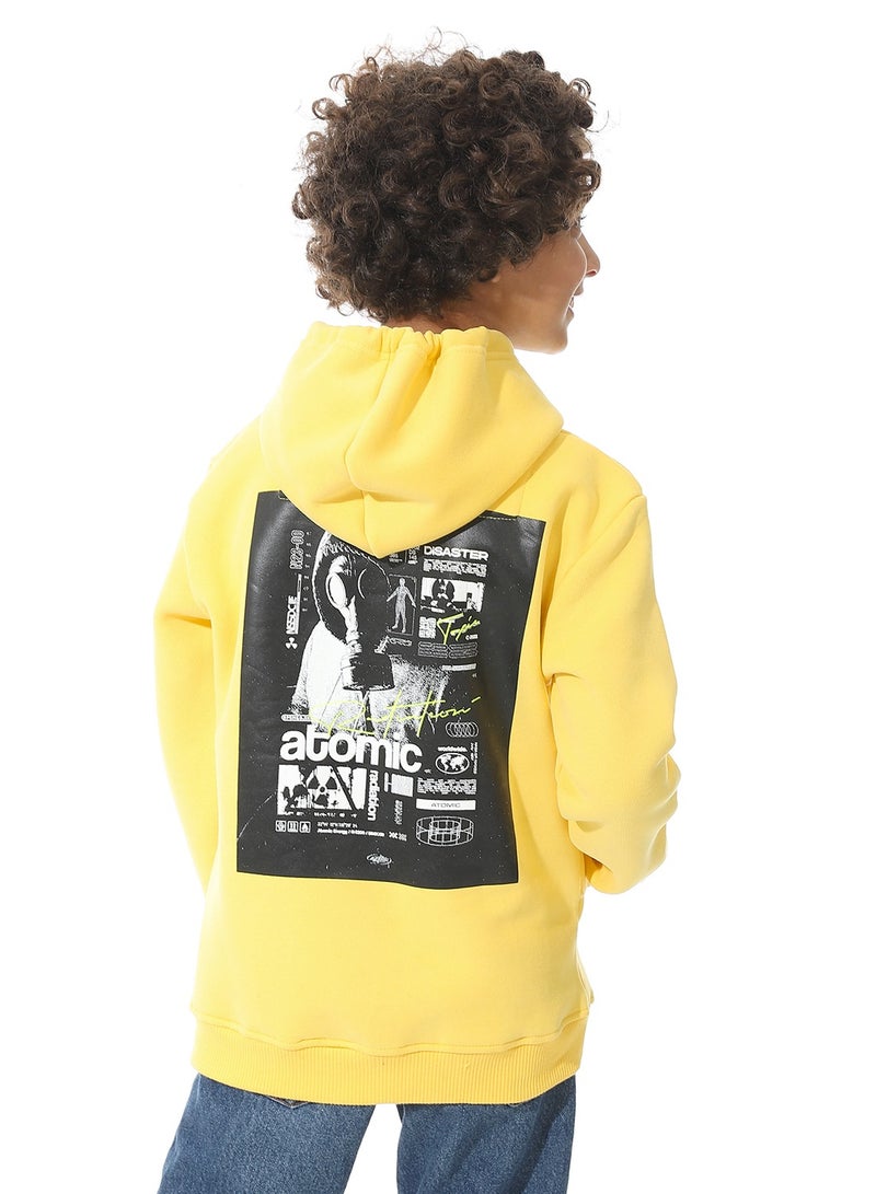 Andora Printed Back & Badge Boys Hoodie_Yellow - Image 3