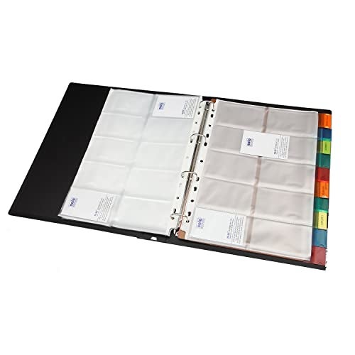 Solo A4 Business Cards Holder File, 500 Cards Pockets with Indexes, Professional Document Organizer for Name, Visiting, Credit, Debit & ID Office Cards with Hard Plastic Cover File (Black) - Image 2