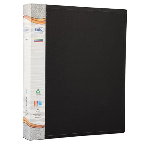 Solo A4 Business Cards Holder File, 500 Cards Pockets with Indexes, Professional Document Organizer for Name, Visiting, Credit, Debit & ID Office Cards with Hard Plastic Cover File (Black) - Image 5