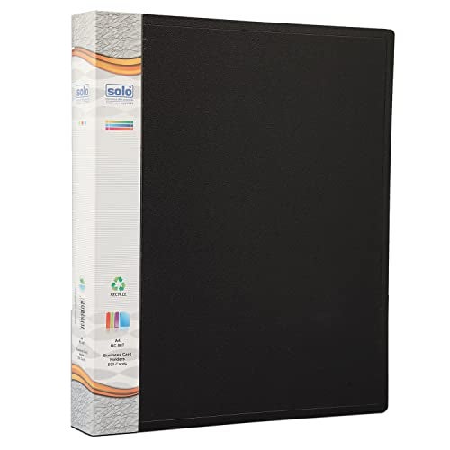 Solo A4 Business Cards Holder File, 500 Cards Pockets with Indexes, Professional Document Organizer for Name, Visiting, Credit, Debit & ID Office Cards with Hard Plastic Cover File (Black) - Image 1