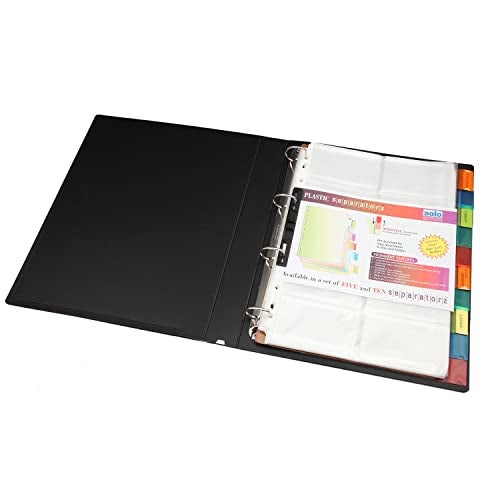 Solo A4 Business Cards Holder File, 500 Cards Pockets with Indexes, Professional Document Organizer for Name, Visiting, Credit, Debit & ID Office Cards with Hard Plastic Cover File (Black) - Image 3
