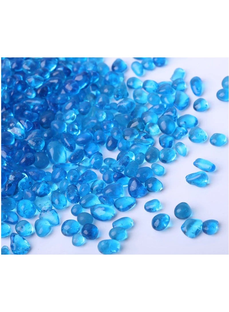 Rubik 250g Fish Tank Aquarium Decorated Glass Stone, Glass Pebbles Artificial Glaze Crystal Stone for Fish Turtle Tank Landscape Bottom & Potted Plants Decoration (Blue) 