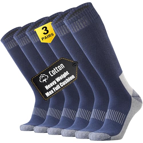 ONKE Max Full Cushion Knee High Socks for Men Steel Toe Work Boot Over the Calf OTC Moisture Wicking Thermal Hiking Hunting(NavyBlue L) - Image 1
