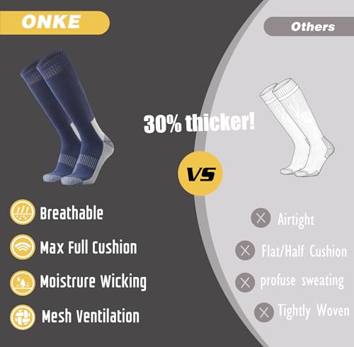 ONKE Max Full Cushion Knee High Socks for Men Steel Toe Work Boot Over the Calf OTC Moisture Wicking Thermal Hiking Hunting(NavyBlue L) - Image 4