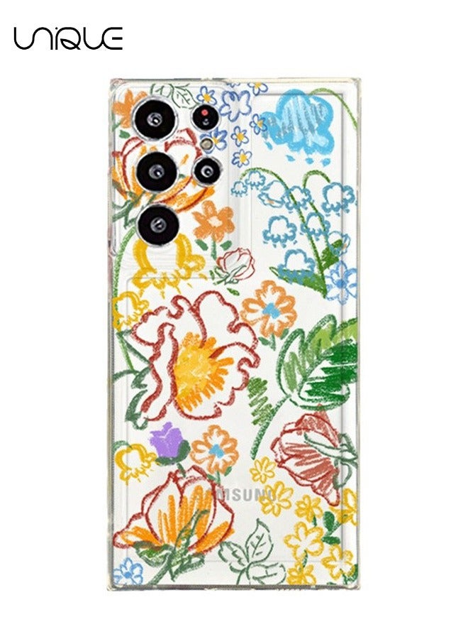 يونيك متوافق مع حافظات Samsung Galaxy S25 Ultra - جراب هاتف مطلي بالطلاء الزيتي - جراب هاتف شفاف بزهرة مطلية - حافظات TPU Slim مقاومة للصدمات - Image 1