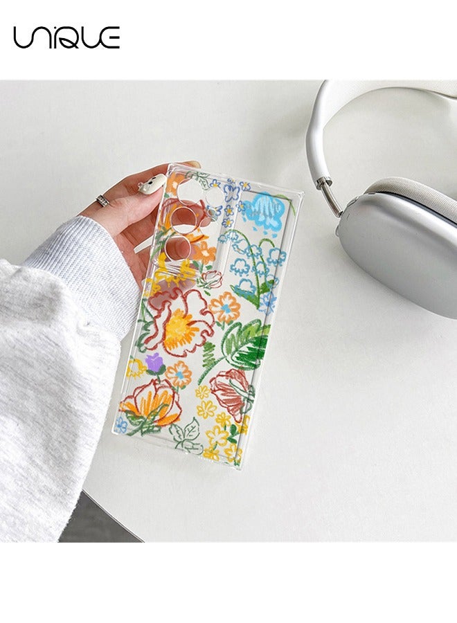 يونيك متوافق مع حافظات Samsung Galaxy S25 Ultra - جراب هاتف مطلي بالطلاء الزيتي - جراب هاتف شفاف بزهرة مطلية - حافظات TPU Slim مقاومة للصدمات - Image 2