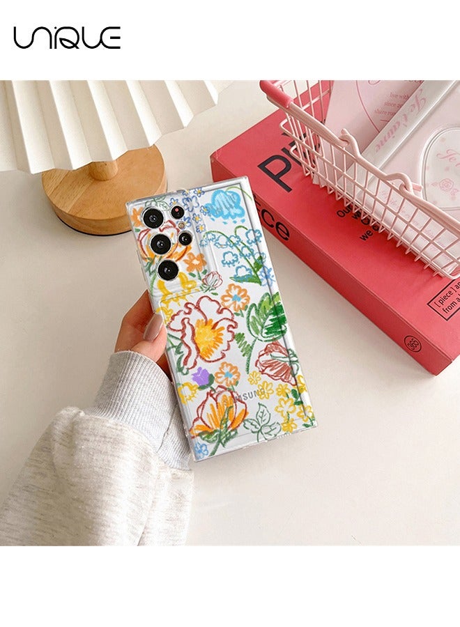 يونيك متوافق مع حافظات Samsung Galaxy S25 Ultra - جراب هاتف مطلي بالطلاء الزيتي - جراب هاتف شفاف بزهرة مطلية - حافظات TPU Slim مقاومة للصدمات - Image 4