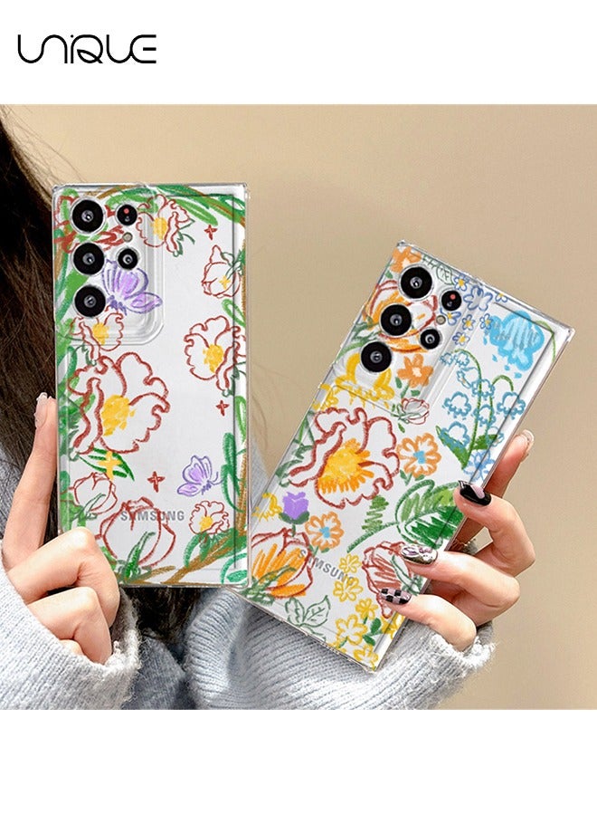 يونيك متوافق مع حافظات Samsung Galaxy S25 Ultra - جراب هاتف مطلي بالطلاء الزيتي - جراب هاتف شفاف بزهرة مطلية - حافظات TPU Slim مقاومة للصدمات - Image 5