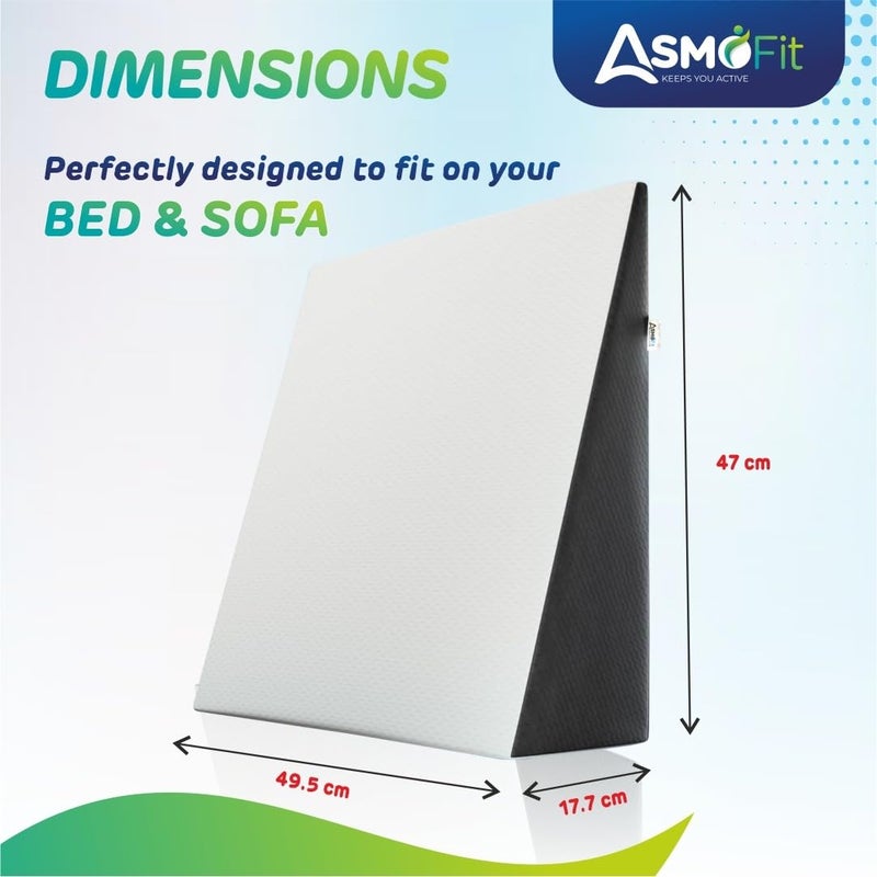 Asmofit وسادة ويدج بلس للنوم وتخفيف ارتجاع الحمض دعم مريح للنوم/فوم الذاكرة وفوم عالي المرونة، وسادة ويدج تقويمية لرفع الساقين - (أسود - عبوة من 1) - Image 4