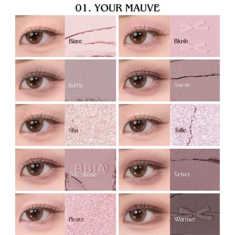 BBI@ BBIA BBIA Essential Eye Palette - Buildable & Blendable Eyeshadow Palette Matte Finish & Gorgeous Shimmer Glitter Pearls Warm Cool Natural Shade Soft Shadow Colors Vegan Korean Makeup (01 YOUR MAUVE) - Image 3