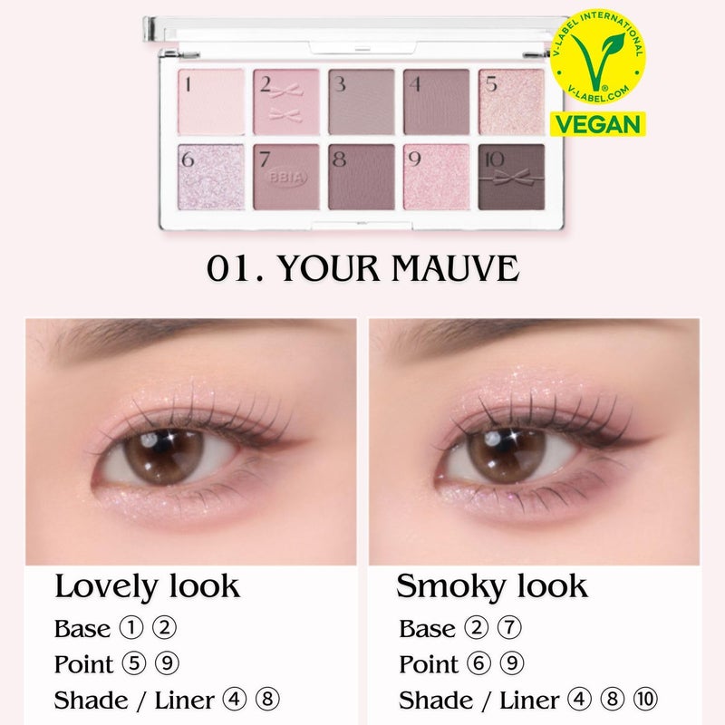 BBI@ BBIA BBIA Essential Eye Palette - Buildable & Blendable Eyeshadow Palette Matte Finish & Gorgeous Shimmer Glitter Pearls Warm Cool Natural Shade Soft Shadow Colors Vegan Korean Makeup (01 YOUR MAUVE) - Image 4