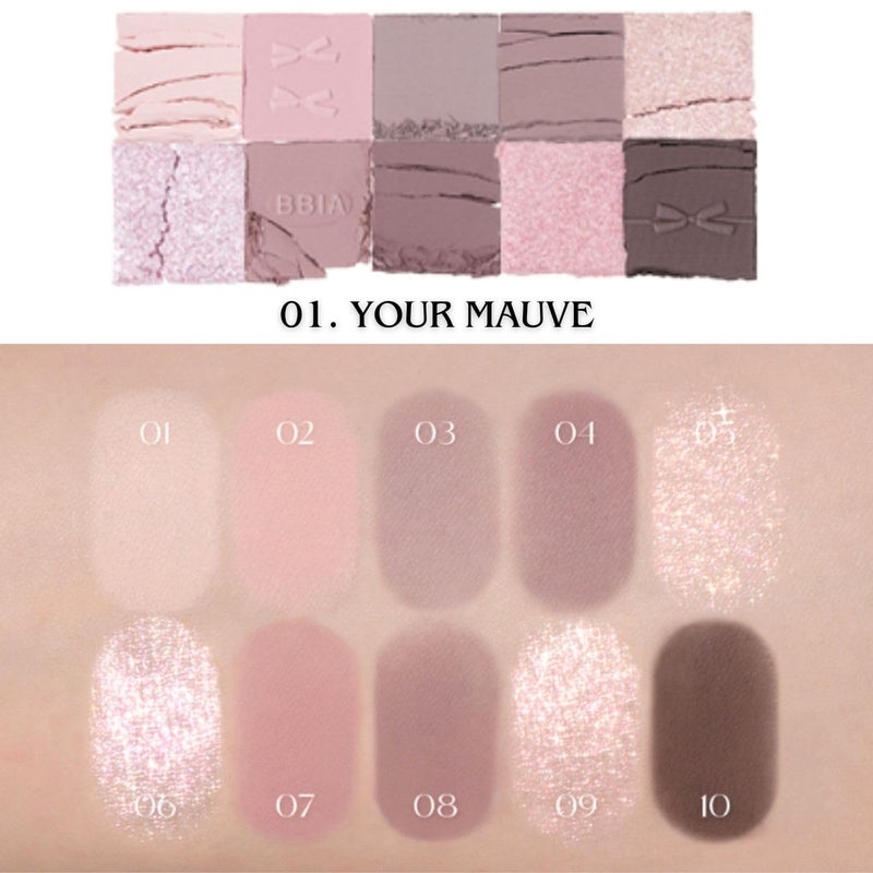 BBI@ BBIA BBIA Essential Eye Palette - Buildable & Blendable Eyeshadow Palette Matte Finish & Gorgeous Shimmer Glitter Pearls Warm Cool Natural Shade Soft Shadow Colors Vegan Korean Makeup (01 YOUR MAUVE) - Image 2