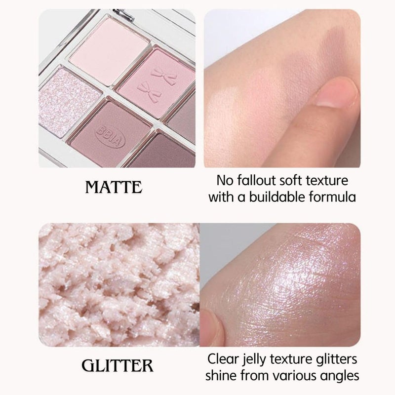BBI@ BBIA BBIA Essential Eye Palette - Buildable & Blendable Eyeshadow Palette Matte Finish & Gorgeous Shimmer Glitter Pearls Warm Cool Natural Shade Soft Shadow Colors Vegan Korean Makeup (01 YOUR MAUVE) - Image 5