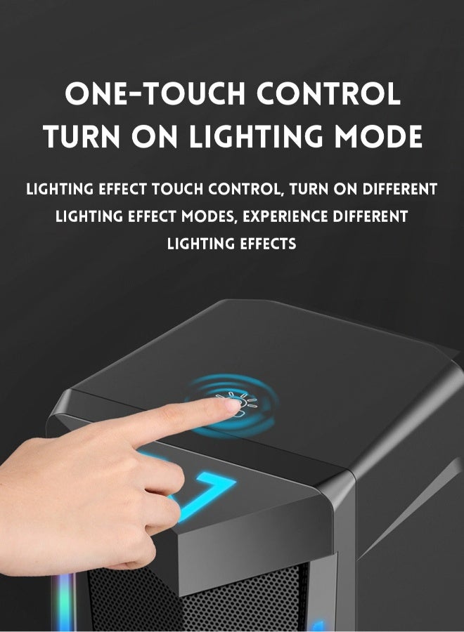 صدى مكبر صوت كمبيوتر RGB-Bluetooth، مكبر صوت مكتبي، مكبر صوت لابتوب، مكبر صوت ستيريو مكتبي، يعمل بالطاقة عبر USB، مع إضاءة LED محيطة - Image 4