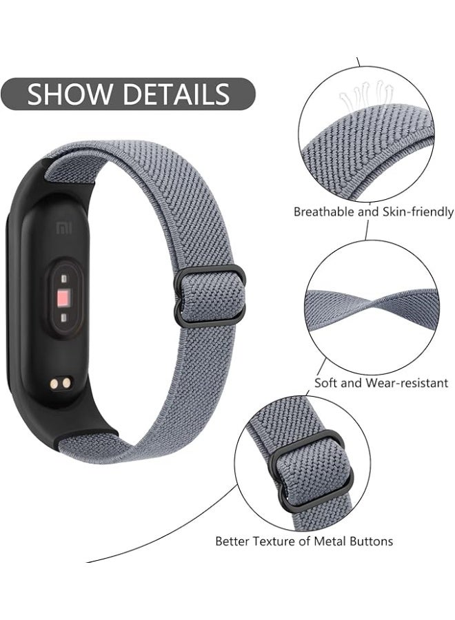 Nylon Solo Loop Strap Compatible with Xiaomi Mi Band 7/6/5/4/3, Adjustable Stretchy Elastic Sport Band Replacement Wristband, Breathable Smart Watch Accessory - Image 3