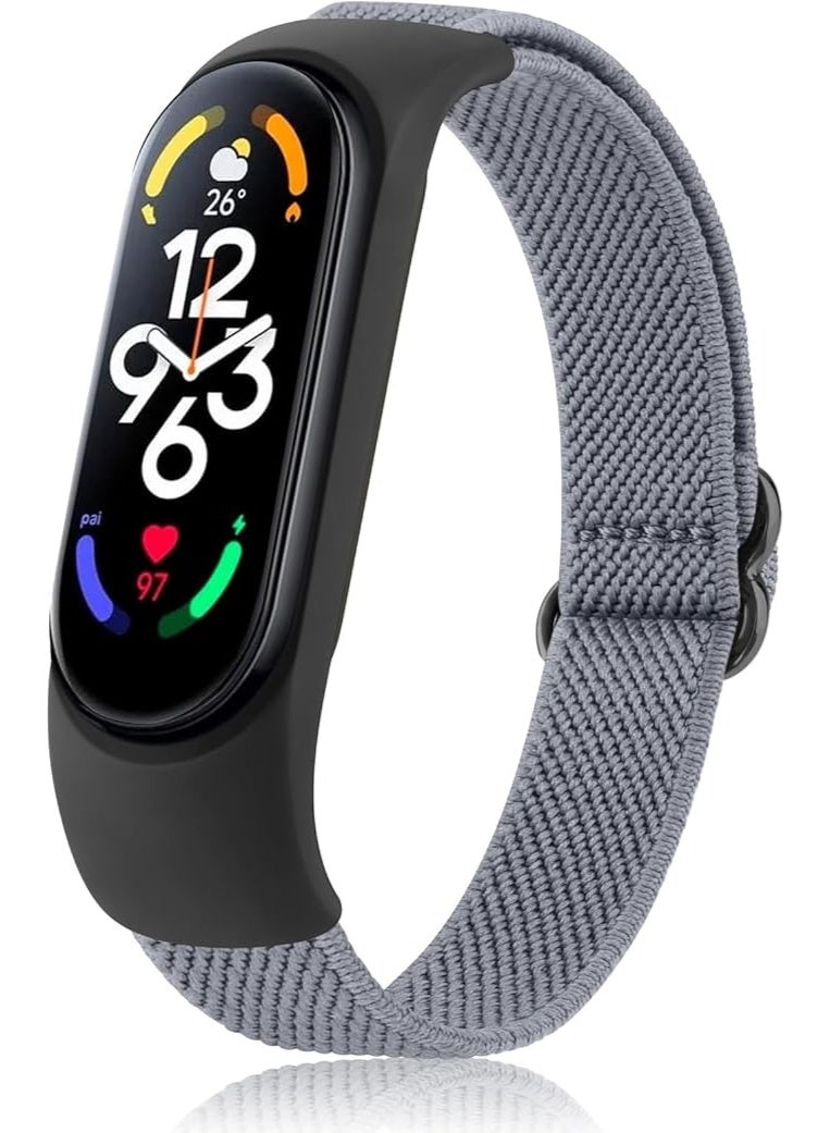 Nylon Solo Loop Strap Compatible with Xiaomi Mi Band 7/6/5/4/3, Adjustable Stretchy Elastic Sport Band Replacement Wristband, Breathable Smart Watch Accessory - Image 2