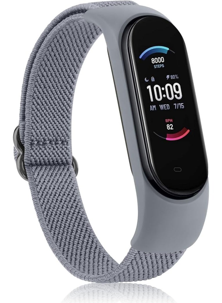 Nylon Solo Loop Strap Compatible with Xiaomi Mi Band 7/6/5/4/3, Adjustable Stretchy Elastic Sport Band Replacement Wristband, Breathable Smart Watch Accessory - Image 4