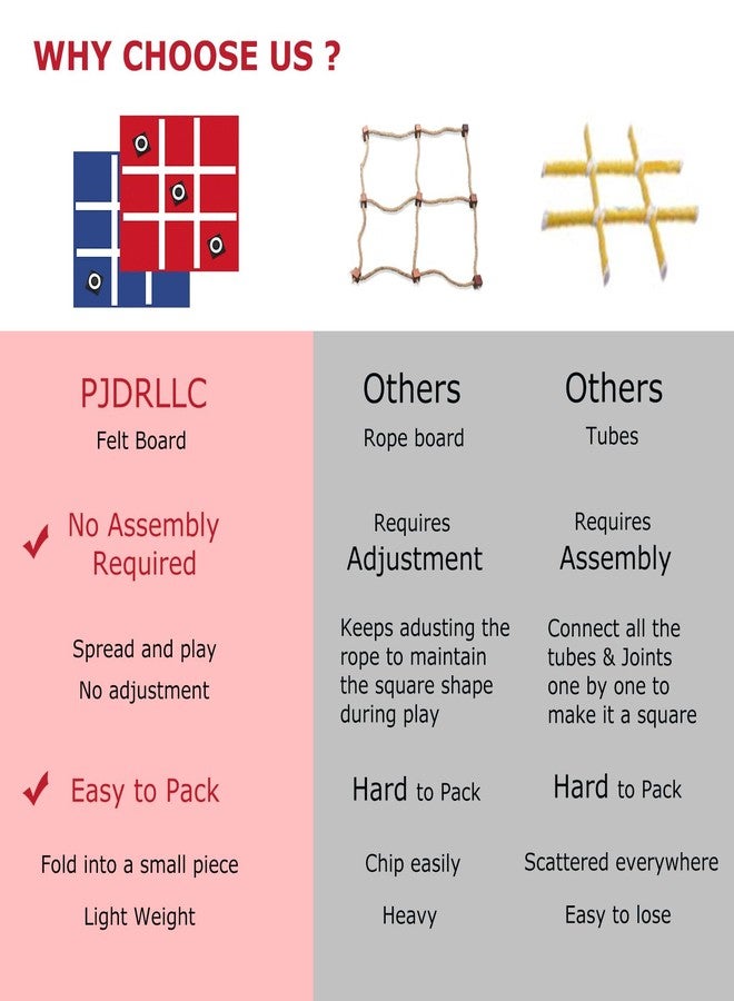 PJDRLLC Giant Tic Tac Toe Bean Bag Toss - Outdoor Camping Backyard Lawn Games for Kids Adults - Large Indoor Family Games for Christmas Party - Image 3