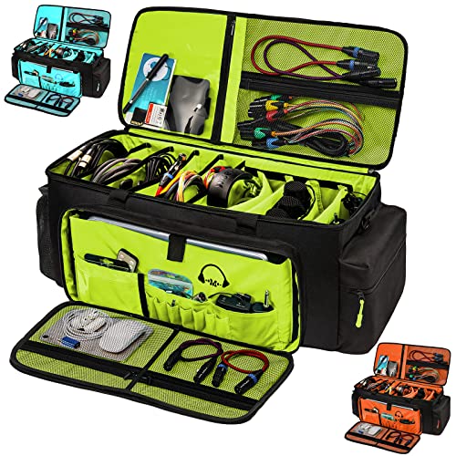MYBAGZING Dj Cable Bag24 Large Dj Cable File BagDj Cabel Organizer CaseTravel Gig BagDJ Gear Bag for Dj AccessoriesDj Equipment Case with Padded Bottom and Divdiers - Image 1