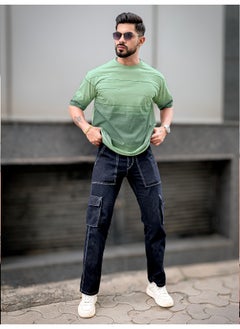 Maniac تي شيرت رجالي أخضر برلي قطن بأكمام 3/4 وطول دائري  - Image 5