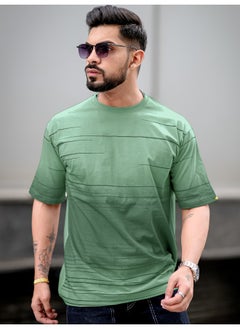 Mens Spray Print Round Neck 3/4th Sleeve Berly Green Cotton Oversized T-Shirt - pzsku/ZECD64B3FC630C243D804Z/45/_/1729574873/012971c0-195a-46d9-9869-7955f06e5891