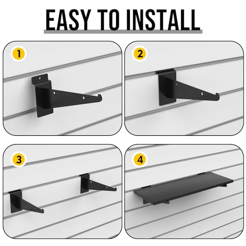 Tcevily 3 Pack Wooden Slatwall Shelf, 24" x 12" Slat Wall Shelves with Metal Brackets Heavy Duty Slatwall Shelving Organizer Accessories for Home Garage (3, 11.8" x 23.6") - Image 4