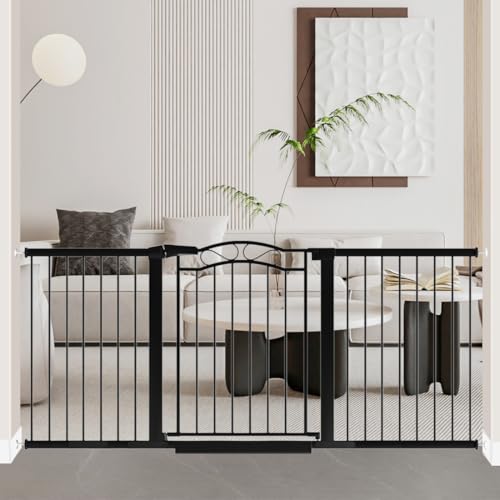 Fairy Baby Extra Wide Baby Gate with Door BlackLarge Walk Through Baby Gates for Stairs Pressure Mounted no DrillIndoor Long Tension Metal Child Pet Safety Gate 70877362 Wide 