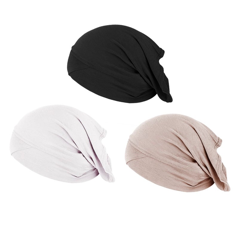 PURFUN 3 Pcs Muslim Inner Hijab Caps Women Solid Color Turban Underscarf Under Hijab Caps Stretchy Breathable Full Cover Undercap Tube Bonnet Under Scarf Hats Beanie - Image 4