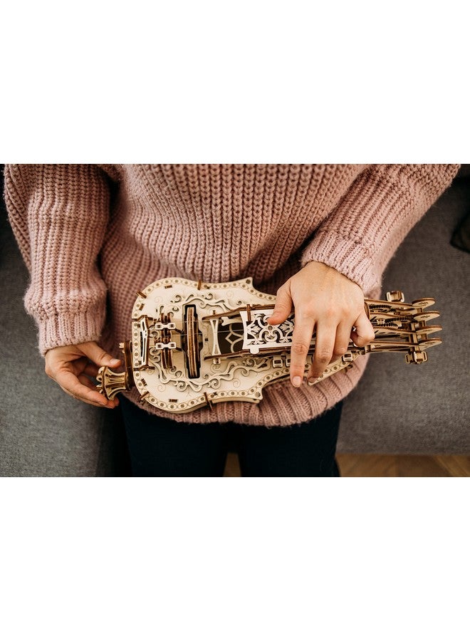 وود تريك أحجية خشبية ثلاثية الأبعاد من Wood Trick Lyra da Vinci مناسبة للكبار والصغار - طقم آلة موسيقية Hurdy Gurdy - طقم نموذج خشبي - Image 2