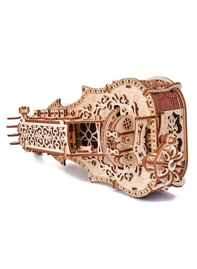 وود تريك أحجية خشبية ثلاثية الأبعاد من Wood Trick Lyra da Vinci مناسبة للكبار والصغار - طقم آلة موسيقية Hurdy Gurdy - طقم نموذج خشبي - Image 3