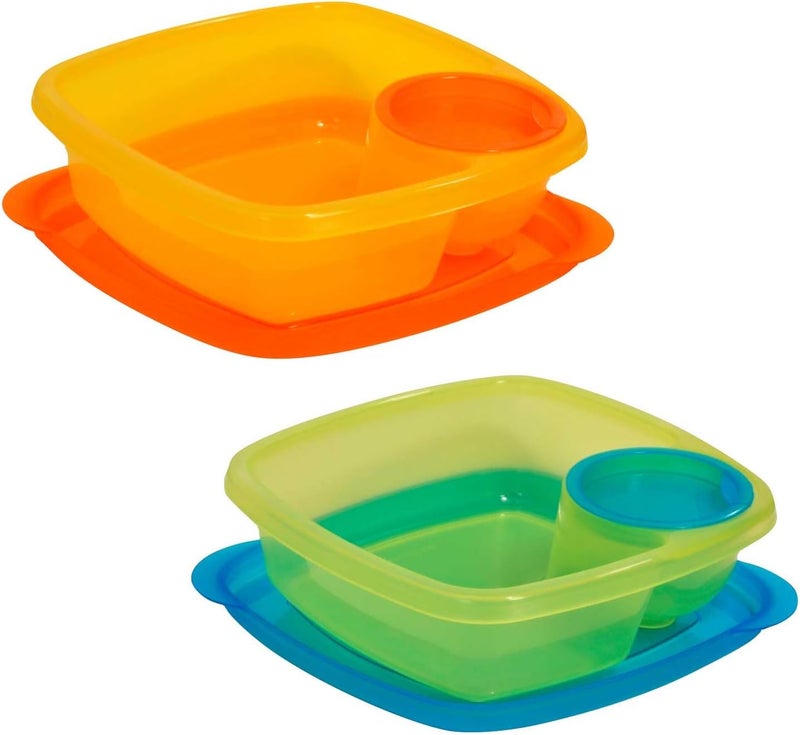 COMPAC HOME Take A Dip 2 the Side Food Container Keeps Dips Fruit Chips Sandwiches  More Separate  Ready for Lunch Two Pack - Image 1